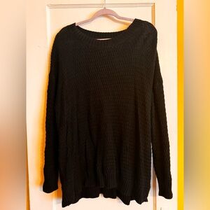 Old Navy Black Textured Crew Neck Sweater